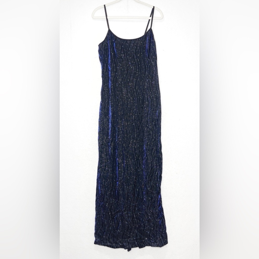 Vintage Scott McClintock Spaghetti Strap Black Glitter Shimmer Gown Formal Dress